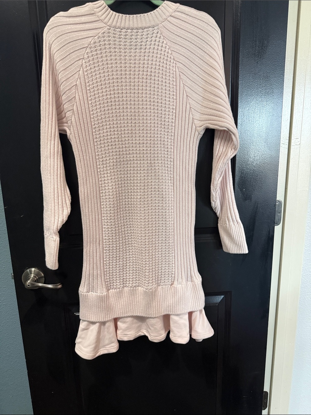 Anthropologie Light Blush Knit Henley Sweater Dress - Picture 5 of 5